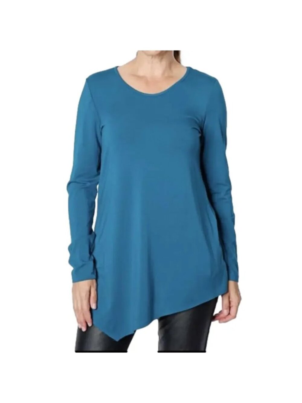 Mr. Max Teal Asymmetrical Tunic Top - 2X